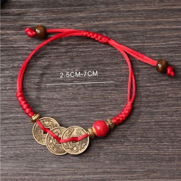 5/$25 Chinese Coin Red String Bracelet - Picture 3 of 4